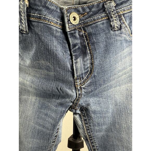 Itzme Premium Women’s Jeans Size 11 Stretch Blue Distressed Flap Pocket Straight - Picture 8 of 16